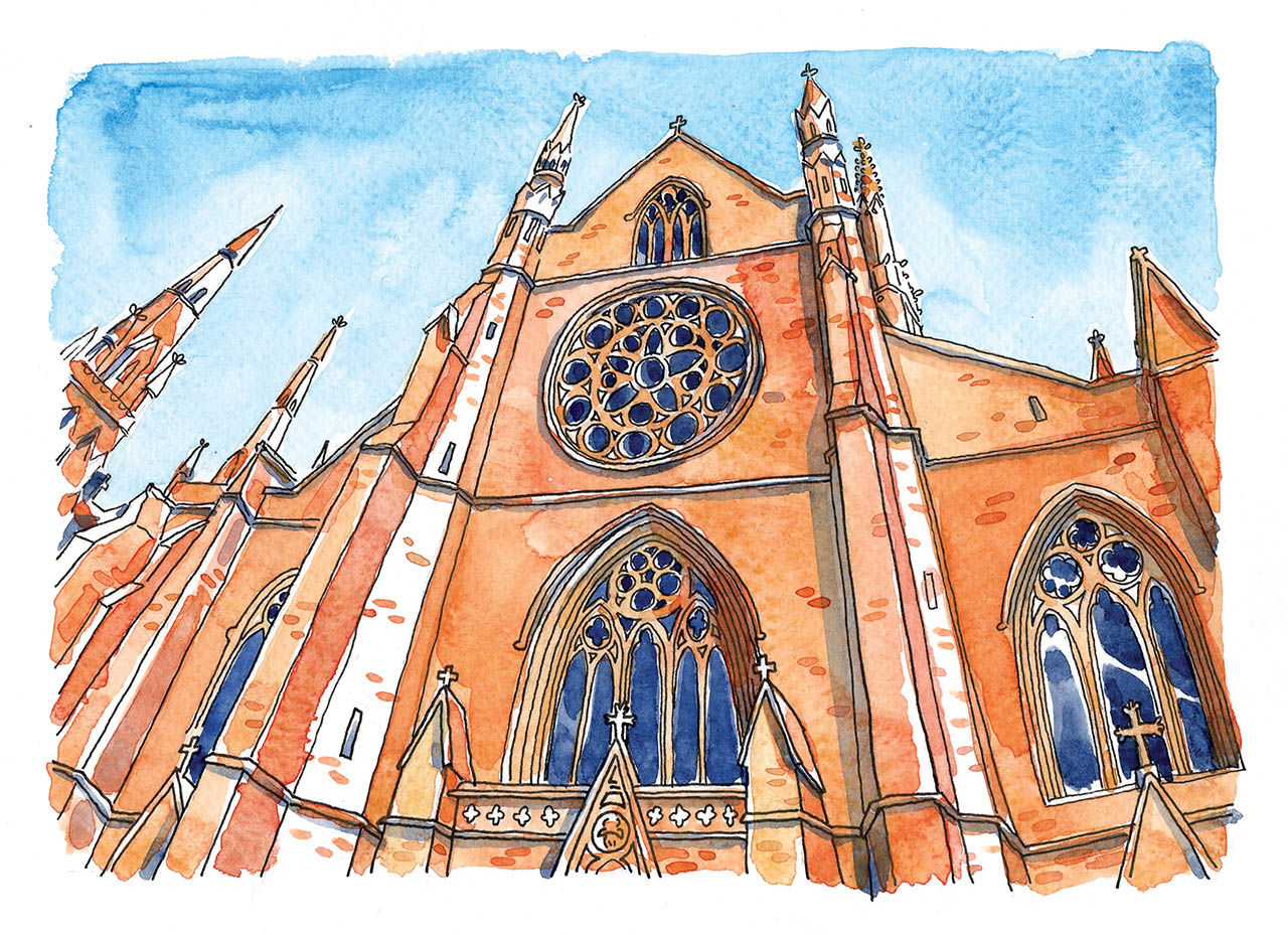 illustration à l'aquarelle de St Mary's Cathedral